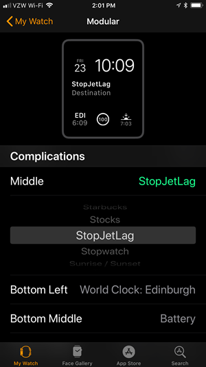 Select StopJetLag for your Middle Complication