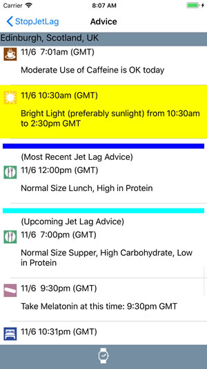 StopJetLag Current Advice