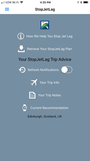 StopJetLag for Apple Watch advice - Update with your StopJetLag app