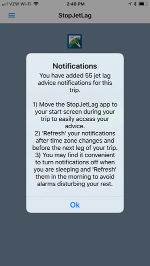 StopJetLag Plan Notifications