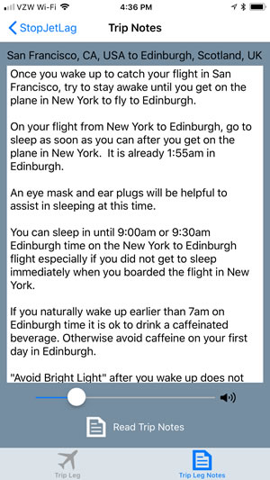 StopJetLag Trip Notes for Leg