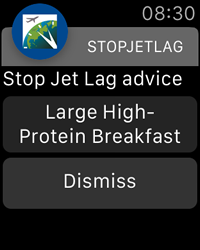 StopJetLag for Apple Watch Breakfast Notification