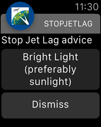 StopJetLag for Apple Watch Bright Light Notification