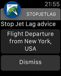 StopJetLag for Apple Watch Flight Departure Notification