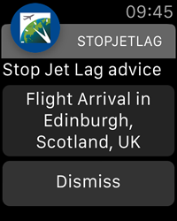 StopJetLag for Apple Watch Flight Arrival Notification